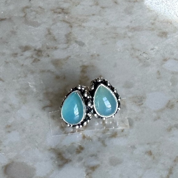 NWOT Sundance Clear Sky Earrings Blue Chalcedony Sterling Silver